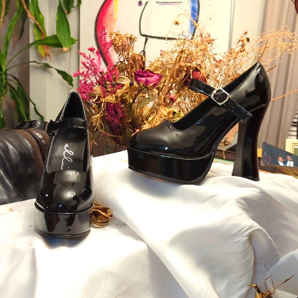 Ellie Black Patent Leather Mary Jane Platform